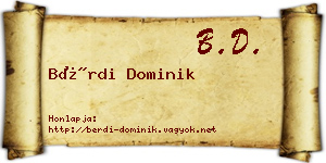 Bérdi Dominik névjegykártya