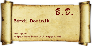 Bérdi Dominik névjegykártya
